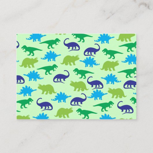 Cute Dinosaur Baby shower Dino Blue en Green Boy Informatiekaartje (Achterkant)