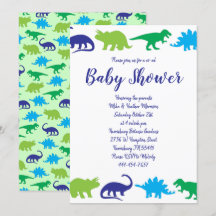 Cute Dinosaur Baby shower Dino Blue en Green Boy