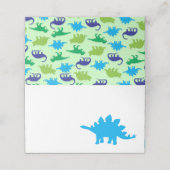 Cute Dinosaur Baby shower Dino Blue en Green Boy Plaatskaartje (Buitenkant ongevouwen)