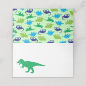 Cute Dinosaur Baby shower Dino Blue en Green Boy Plaatskaartje (Buitenkant ongevouwen)