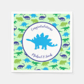 Cute Dinosaur Baby shower Dino Blue en Green Boy Servet (Voorkant)