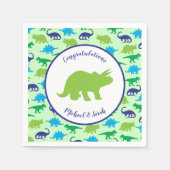 Cute Dinosaur Baby shower Dino Blue en Green Boy Servet (Voorkant)
