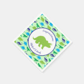 Cute Dinosaur Baby shower Dino Blue en Green Boy Servet (Hoek)