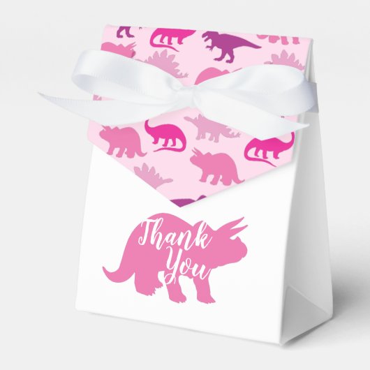 Cute Dinosaur Baby shower Dino Pink Girl Bedankdoosjes (Voorkant Zijde)