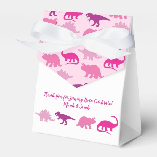 Cute Dinosaur Baby shower Dino Pink Girl Bedankdoosjes (Voorkant Zijde)