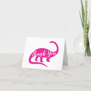 Cute Dinosaur Baby shower Dino Pink Girl Bedankkaart