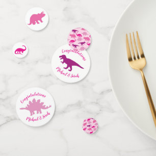 Cute Dinosaur Baby shower Dino Pink Girl Confetti