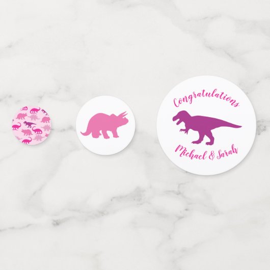 Cute Dinosaur Baby shower Dino Pink Girl Confetti (Voorkanten)