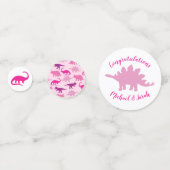 Cute Dinosaur Baby shower Dino Pink Girl Confetti (Achterkanten)
