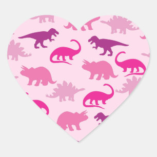 Cute Dinosaur Baby shower Dino Pink Girl Hart Sticker