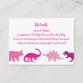 Cute Dinosaur Baby shower Dino Pink Girl Informatiekaartje (Voorkant)