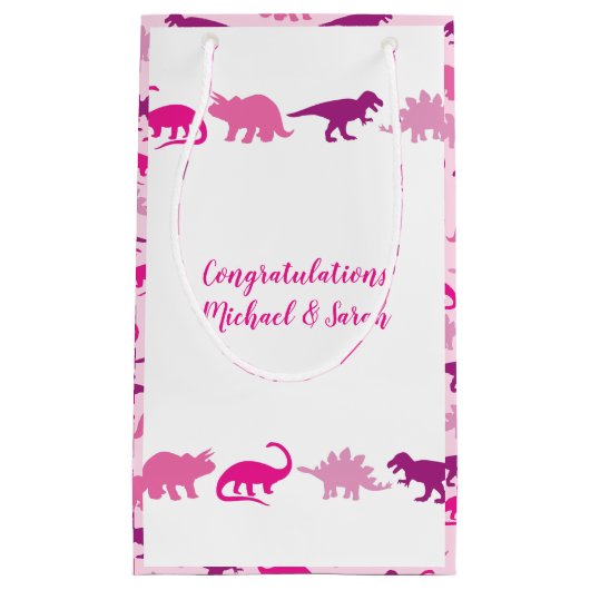 Cute Dinosaur Baby shower Dino Pink Girl Klein Cadeauzakje (Voorkant)