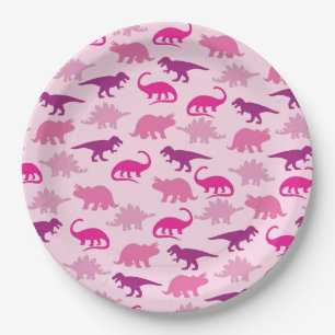 Cute Dinosaur Baby shower Dino Pink Girl Papieren Bordje