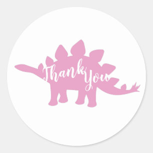 Cute Dinosaur Baby shower Dino Pink Girl Ronde Sticker
