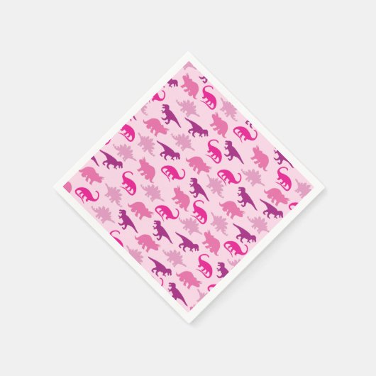 Cute Dinosaur Baby shower Dino Pink Girl Servet (Hoek)