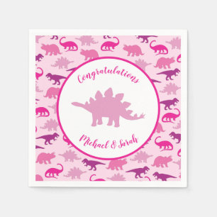 Cute Dinosaur Baby shower Dino Pink Girl Servet