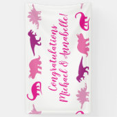Cute Dinosaur Baby shower Dino Pink Girl Spandoek (Verticaal)