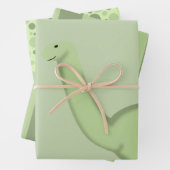 Cute Dinosaur Baby shower Gift Wrapping Paper (In situ)