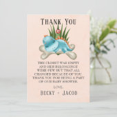 Cute Dinosaur Baby shower Hartelijk dank Bedankkaart (Staand voorkant)