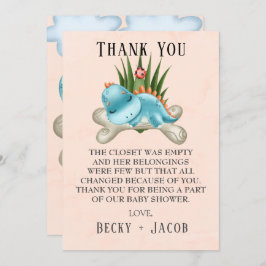 Cute Dinosaur Baby shower Hartelijk dank Bedankkaart