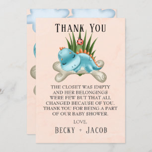 Cute Dinosaur Baby shower Hartelijk dank Bedankkaart