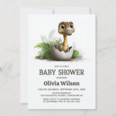 Cute Dinosaur Baby Shower Invitation Kaart (Voorkant)