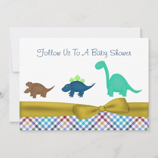 Cute Dinosaur Baby shower Invitation Kaart (Voorkant)