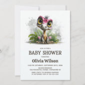 Cute Dinosaur Baby Shower Invitation Kaart (Voorkant)
