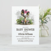 Cute Dinosaur Baby Shower Invitation Kaart (Staand voorkant)