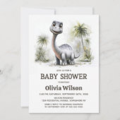 Cute Dinosaur Baby Shower Invitation Kaart (Voorkant)