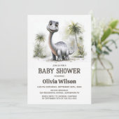 Cute Dinosaur Baby Shower Invitation Kaart (Staand voorkant)