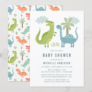 Cute Dinosaur Baby shower Kaart