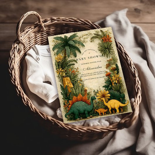 Cute Dinosaur Baby Shower Kaart