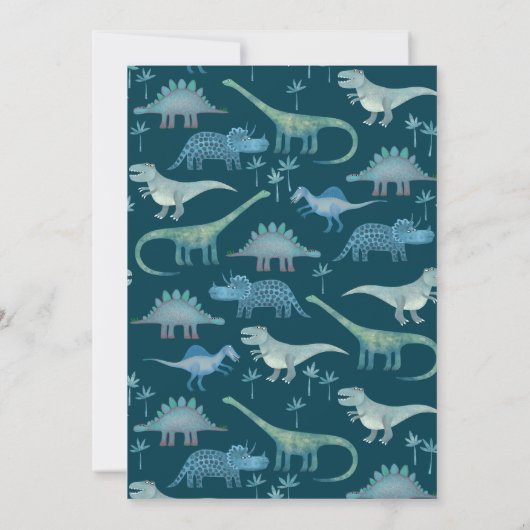 Cute Dinosaur Baby shower Kaart (Achterkant)