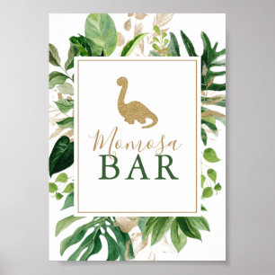Cute Dinosaur Baby Shower Momosa Bar Bord Poster