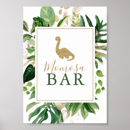 Cute Dinosaur Baby Shower Momosa Bar Bord Poster (Voorkant)