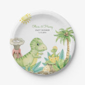 Cute Dinosaur Baby shower Papieren Bordje (Voorkant)