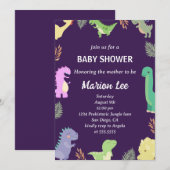 Cute Dinosaur Baby shower Party Invitation Kaart (Voorkant / Achterkant)