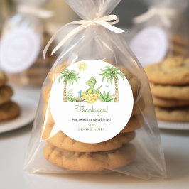 Cute Dinosaur Baby shower Ronde Sticker