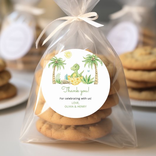 Cute Dinosaur Baby shower Ronde Sticker