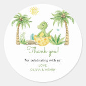 Cute Dinosaur Baby shower Ronde Sticker (Voorkant)