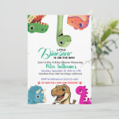 Cute Dinosaur Baby Shower Uitnodiging (Staand voorkant)