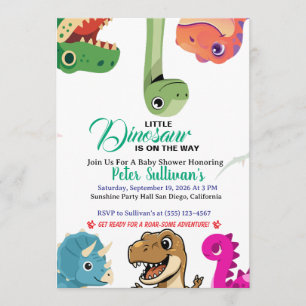 Cute Dinosaur Baby Shower Uitnodiging