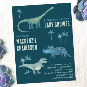 Cute Dinosaur Baby shower Uitnodiging Briefkaart