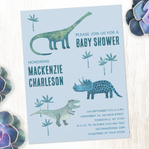 Cute Dinosaur Baby shower Uitnodiging Briefkaart