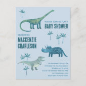 Cute Dinosaur Baby shower Uitnodiging Briefkaart (Voorkant)