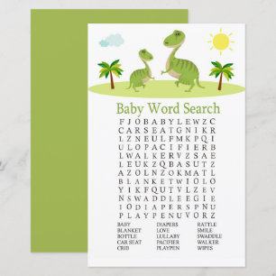 Cute Dinosaur Baby shower Word Search Game