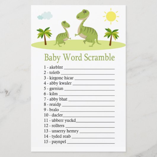 Cute Dinosaur Baby word scramble game (Voorkant)