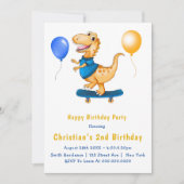 Cute Dinosaur Balloons 2e verjaardag Uitnodigingen (Voorkant)