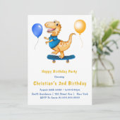 Cute Dinosaur Balloons 2e verjaardag Uitnodigingen (Staand voorkant)